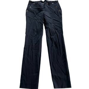 Club Monaco Pants Women 0 Black Button Detail Notch Waist Ankle